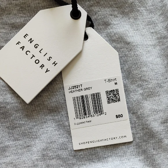 Anthropology ,English Factory Light Gray Box Neck T-Shirt size M - Picture 6 of 9